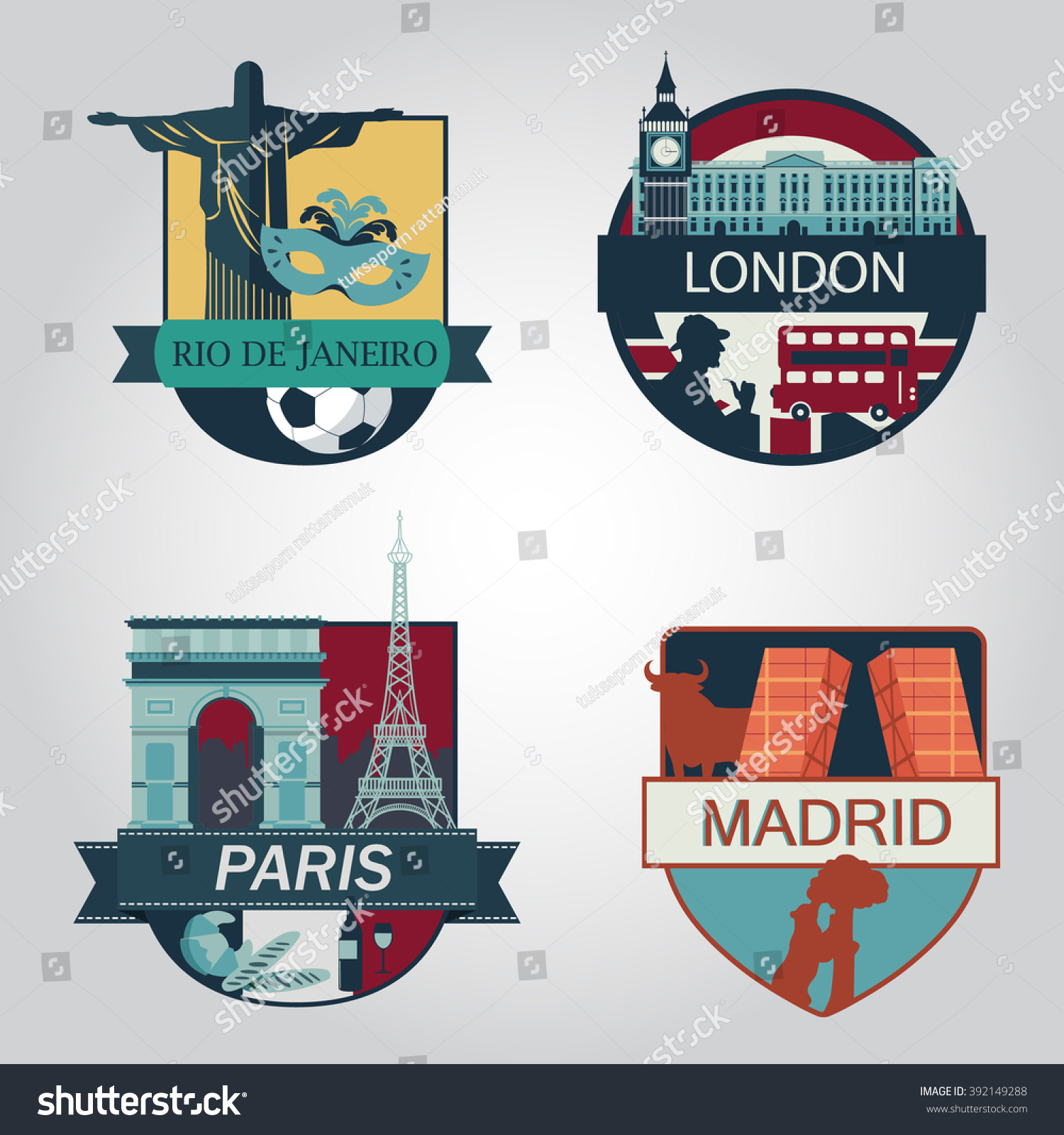 World Attraction Vector Illustration Stock Vector (royalty Free 