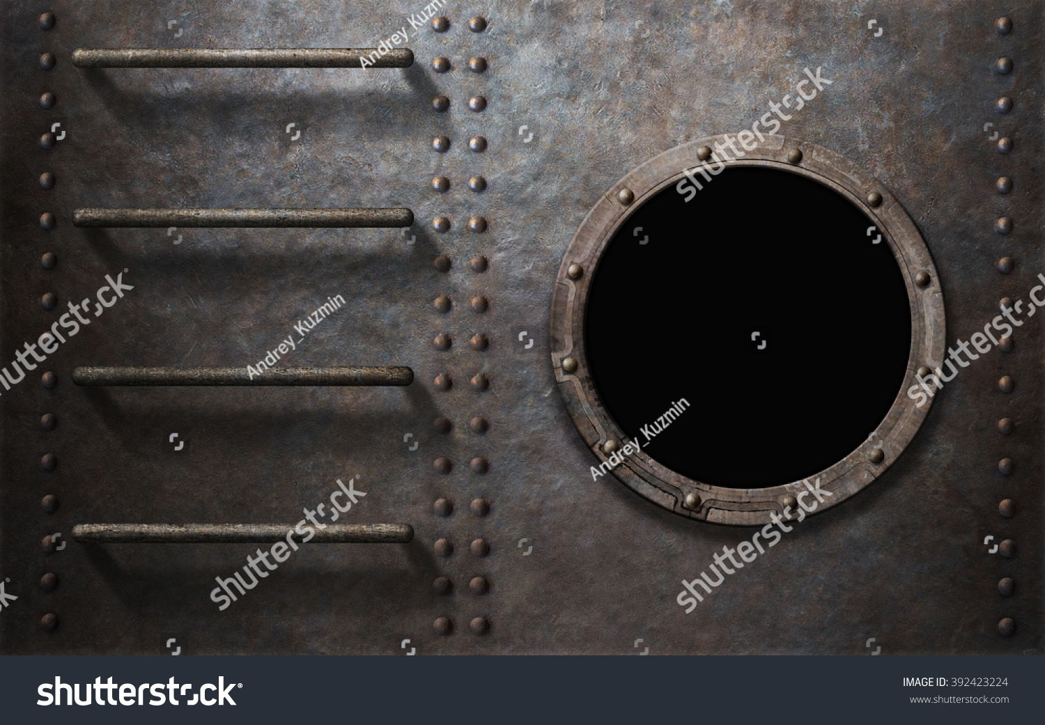 Metal Submarine Ship Side Stairs Porthole Stock Photo 392423224 ...