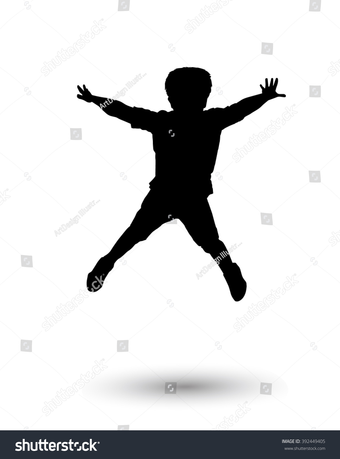 Happy Boy Jumping Boy Jumping Silhouette Stock Illustration 392449405 ...