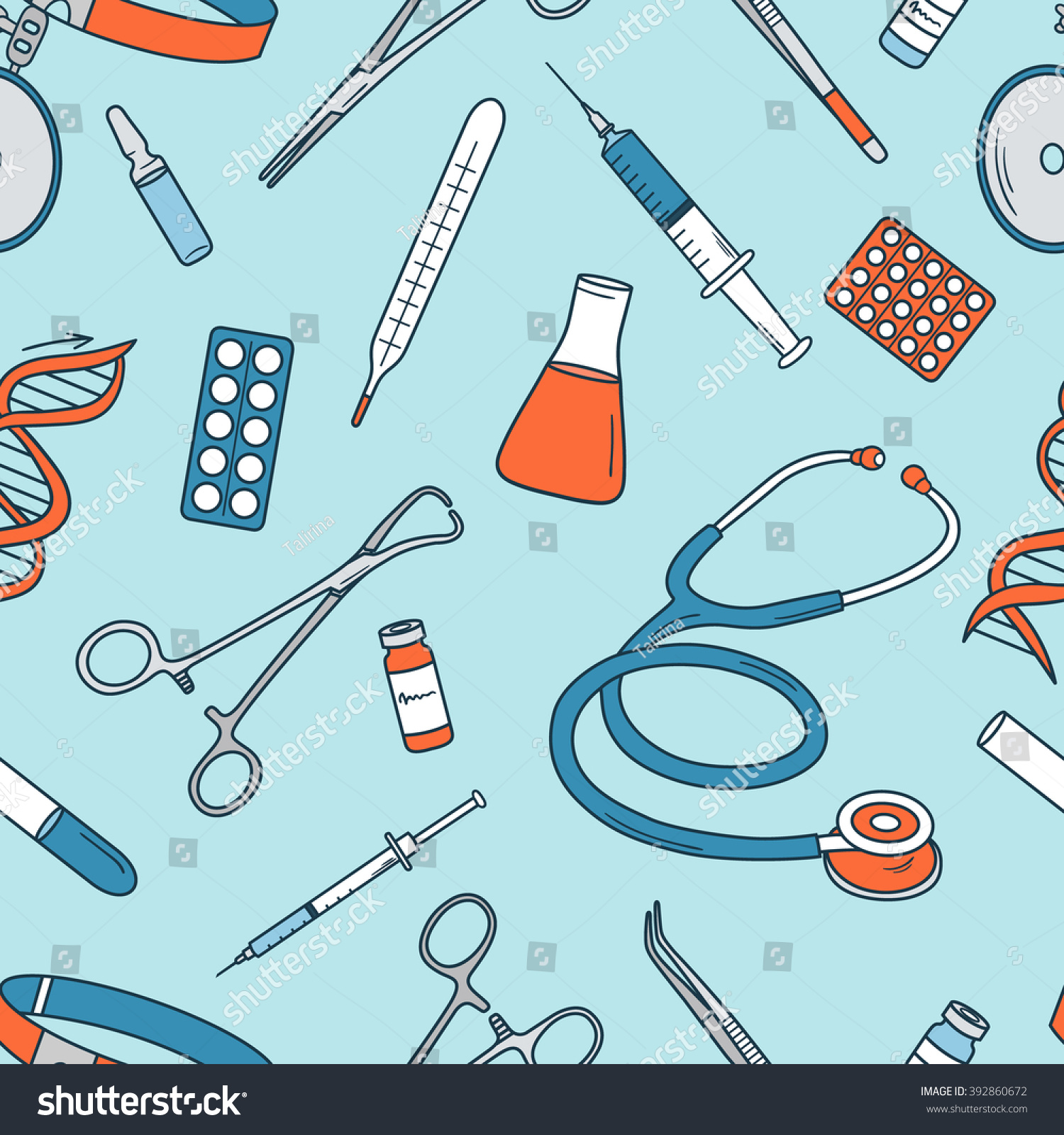 Big Collection Medical Tools Seamless Pattern Stock Vector (Royalty ...