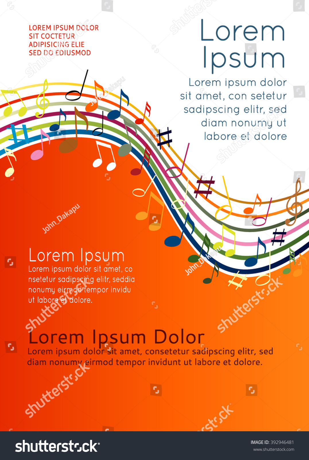 Color Music Notes On Solide White Stock Vector Royalty Free 392946481