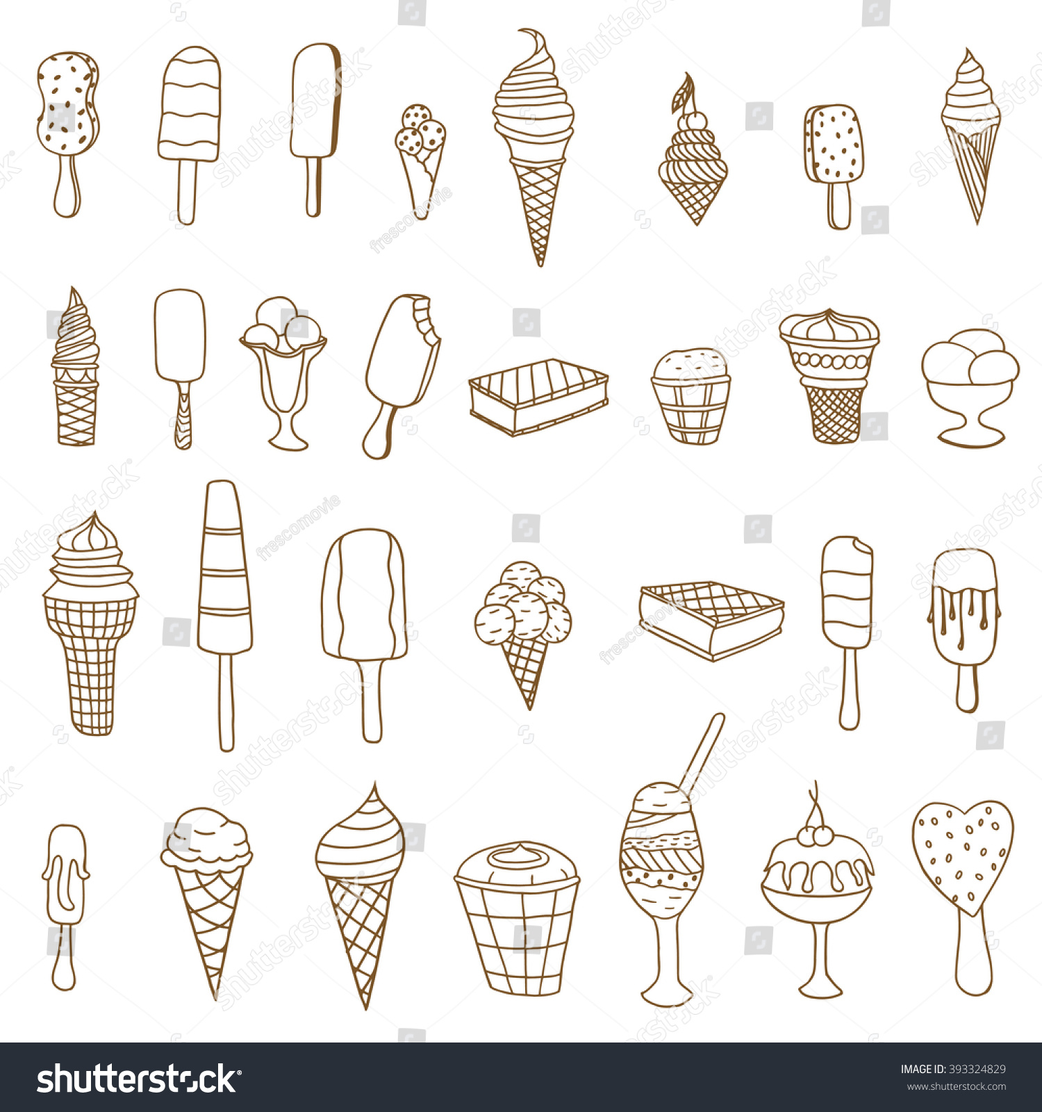 Big Set Hand Drawn Icecream Vector Stock Vector (Royalty Free ...