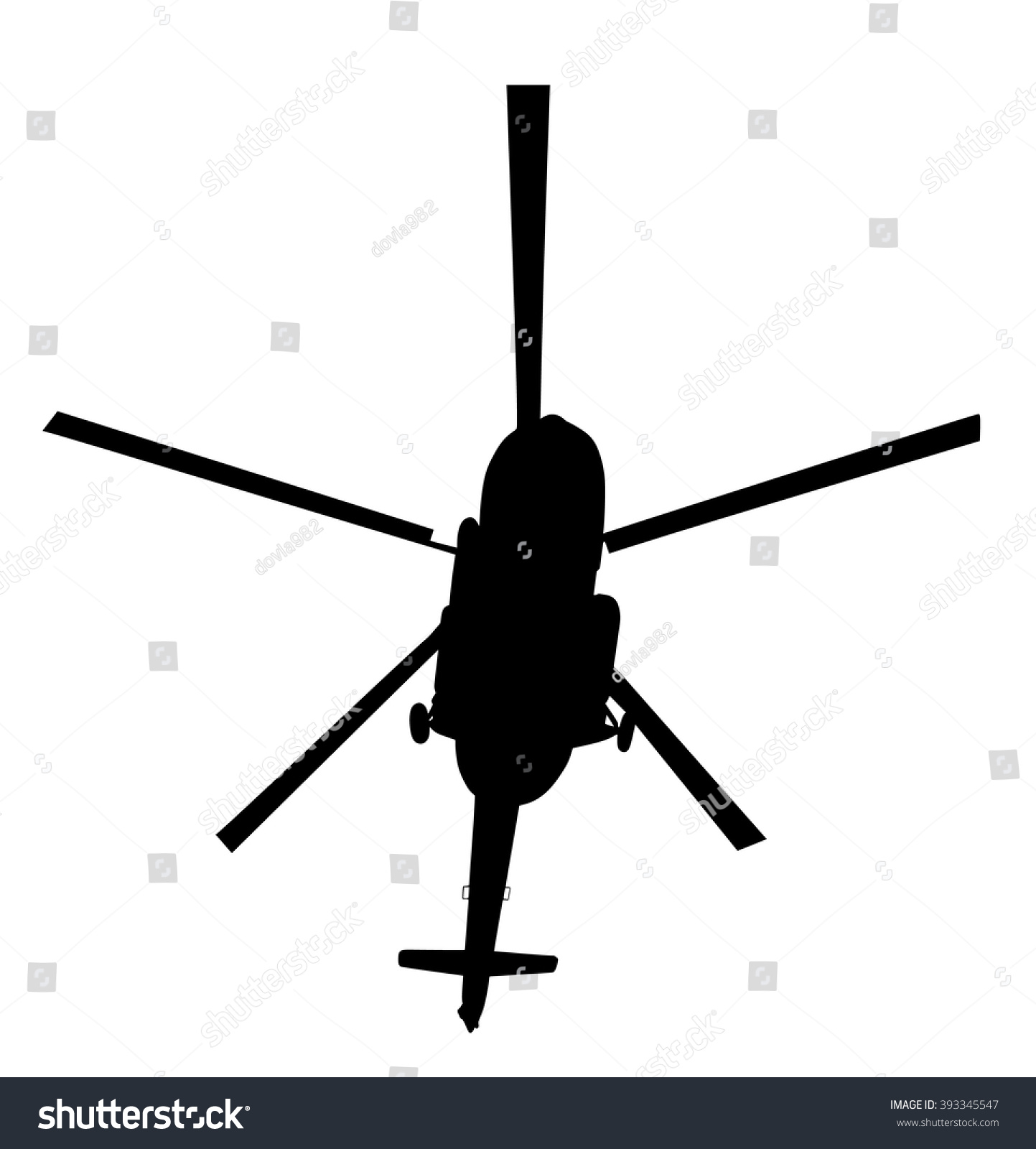 Silhouette Military Helicopter Vector Illustration Isolated Stock ...