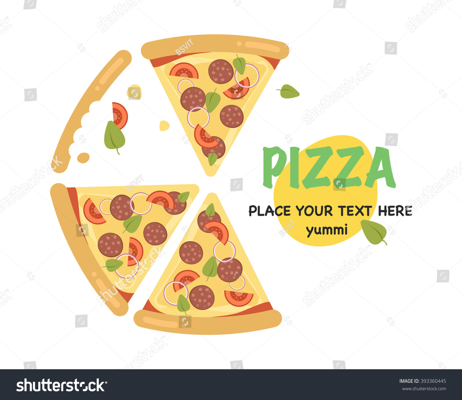 Pizza Flat Icons Isolatedpizza Piece Slice Stock Vector (Royalty Free ...