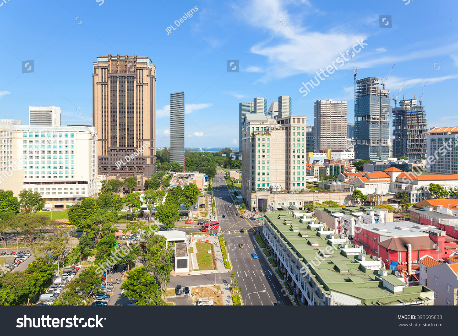 Construction Skyscrapers Bugis Street Shopping District Stock Photo ...