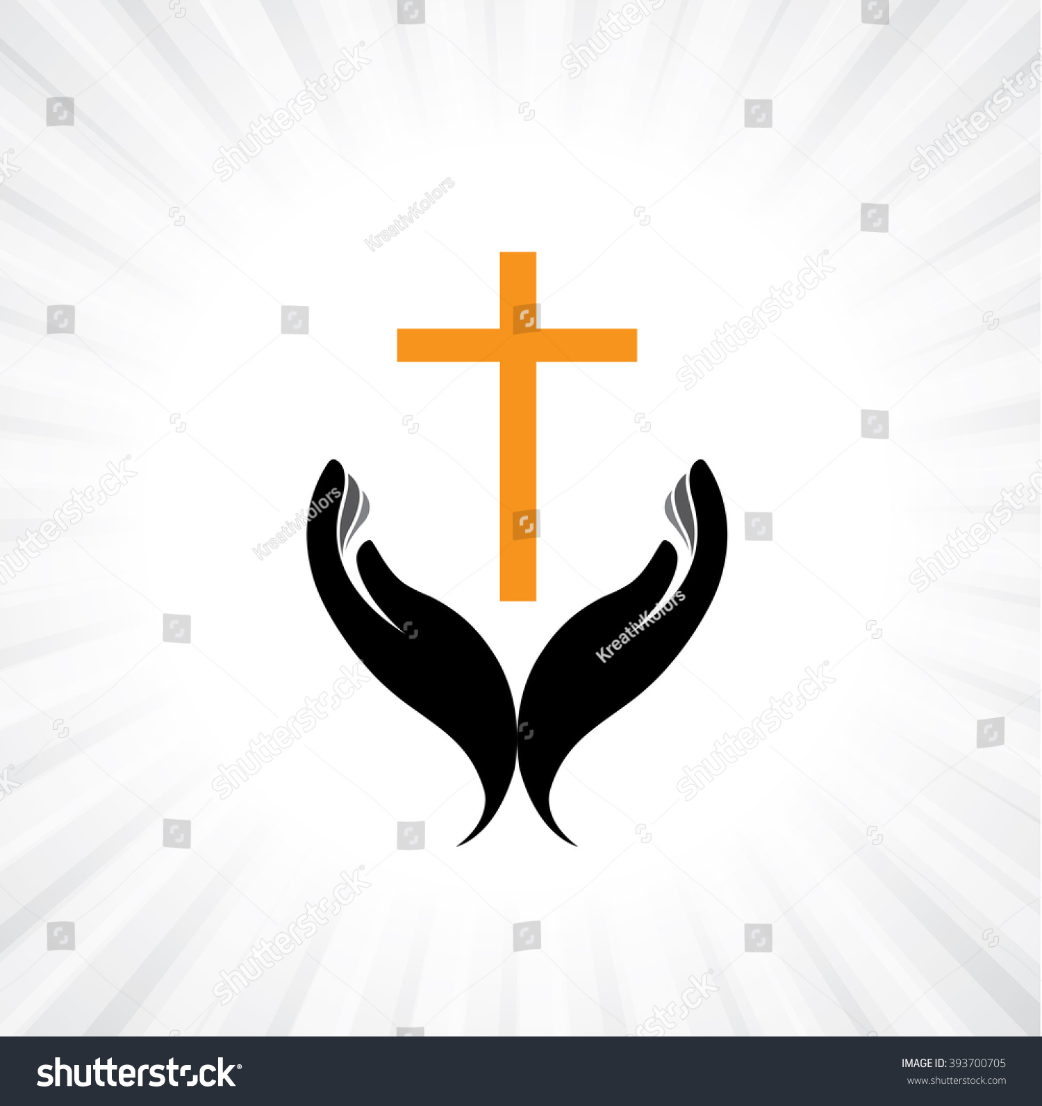 Person Praying Cross Hand Concept Devout Stock Vector (Royalty Free ...