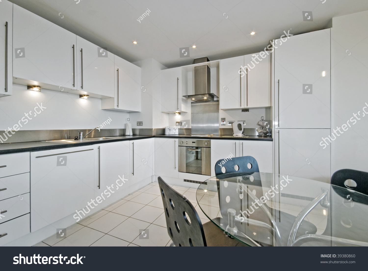 Modern Kitchen Round Glass Top Dining Stock Photo 39380860 | Shutterstock