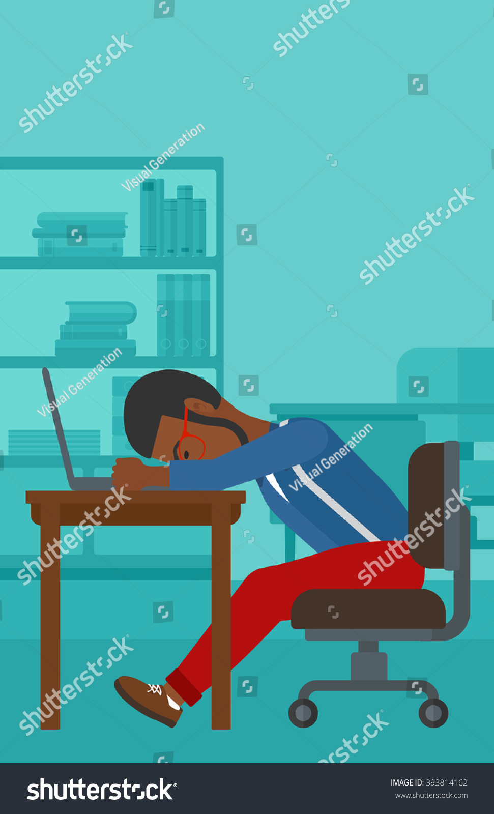 Man Sleeping On Workplace Stock Vector Royalty Free 393814162