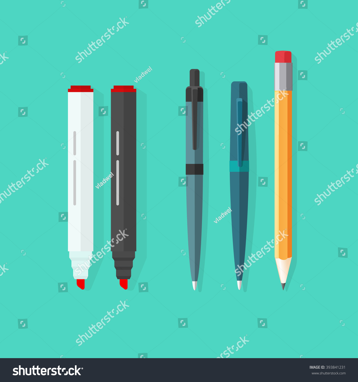 Pens Pencil Markers Vector Set Isolated Stock Vector (Royalty Free ...