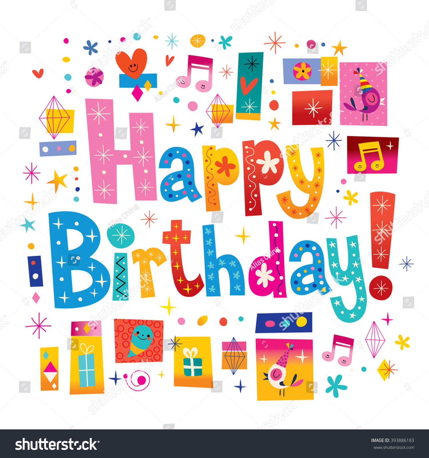 Happy Birthday Greeting Card Unique Lettering Stock Vector (Royalty ...