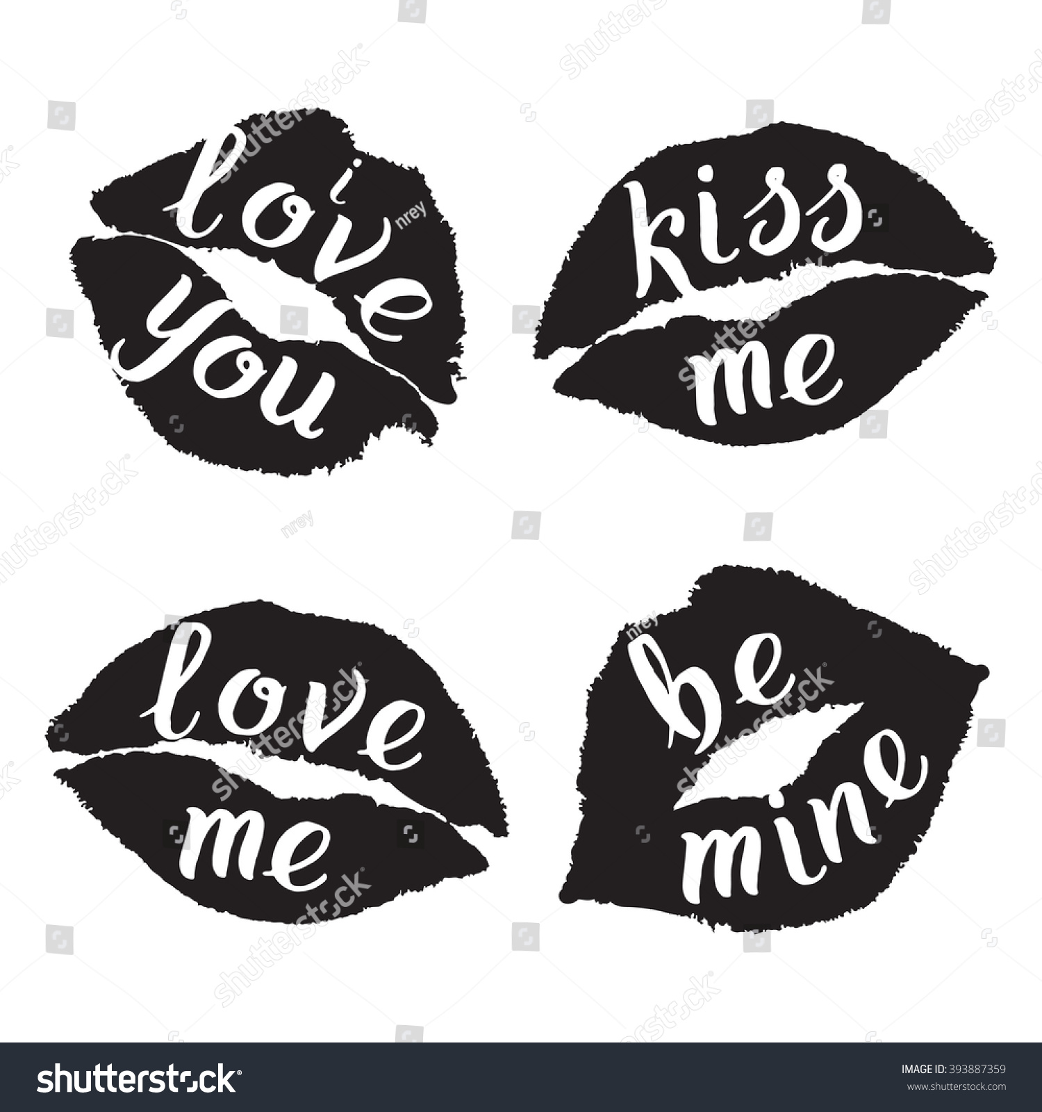 Lipstick Kiss Lettering About Love Kiss Stock Vector Royalty Free