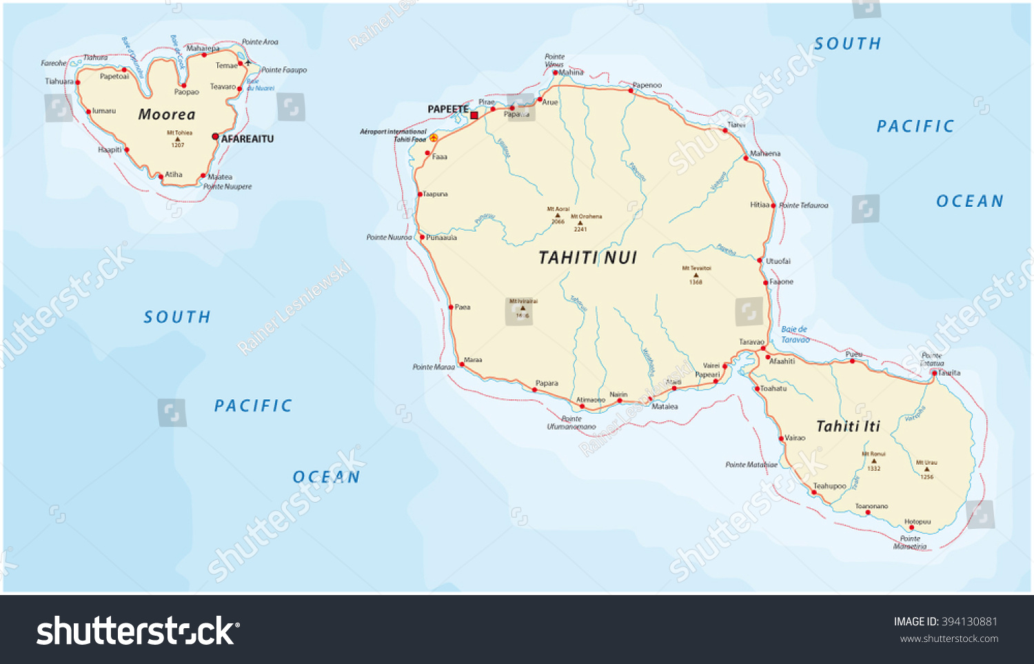 Tahiti_moorea Road Map Stock Vector (Royalty Free) 394130881 | Shutterstock