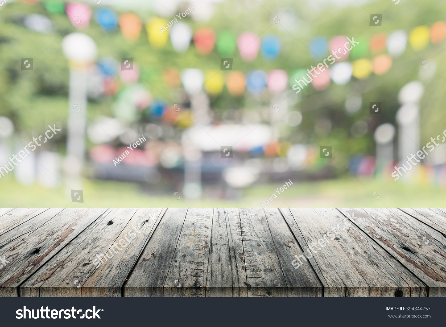 Empty Wooden Table Blurred Party On Stock Photo 394344757 | Shutterstock