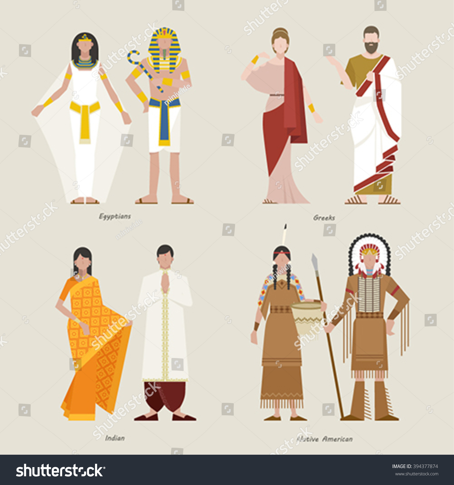 Древнеегипетский костюм в красках