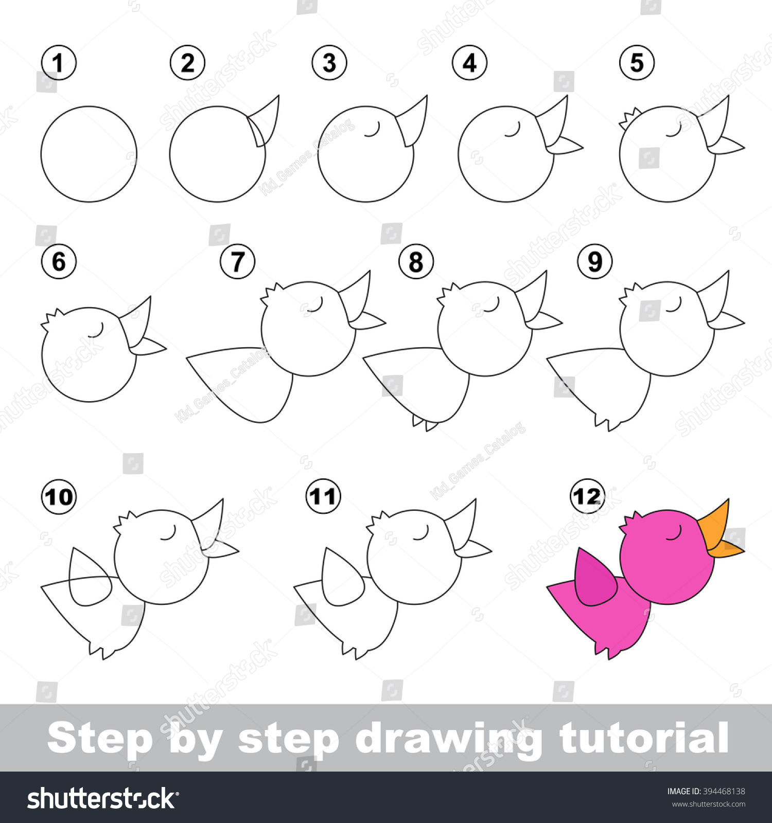 Drawing Tutorial Children How Draw Funny Stock Vector (Royalty Free ...