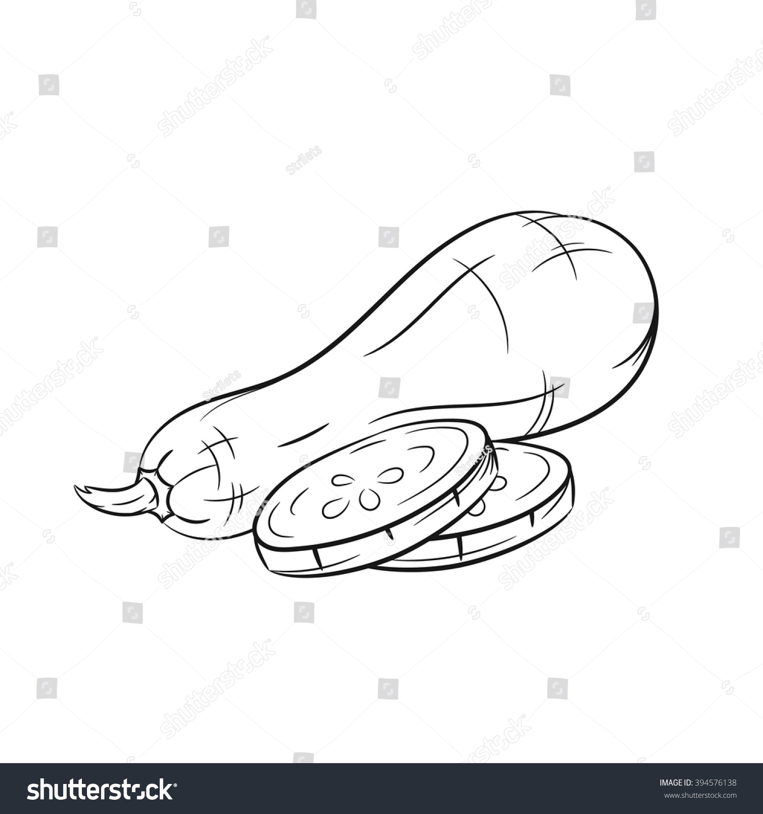 Squash Sketch Hand Drawn Illustration Isolated Stock Vector (Royalty ...