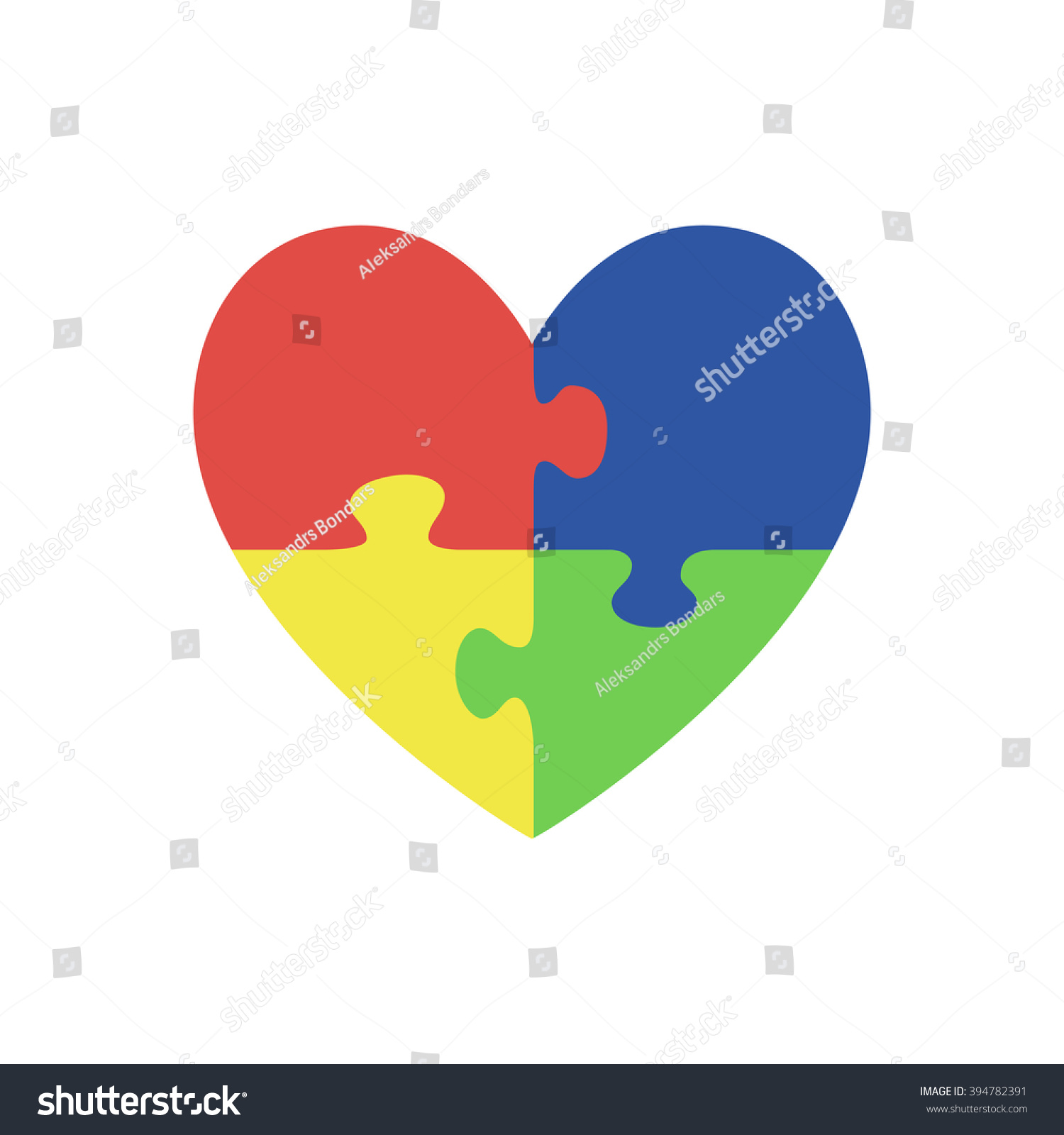 Jigsaw Puzzle Pieces Form Heart Isolated Stock Illustration 394782391 ...