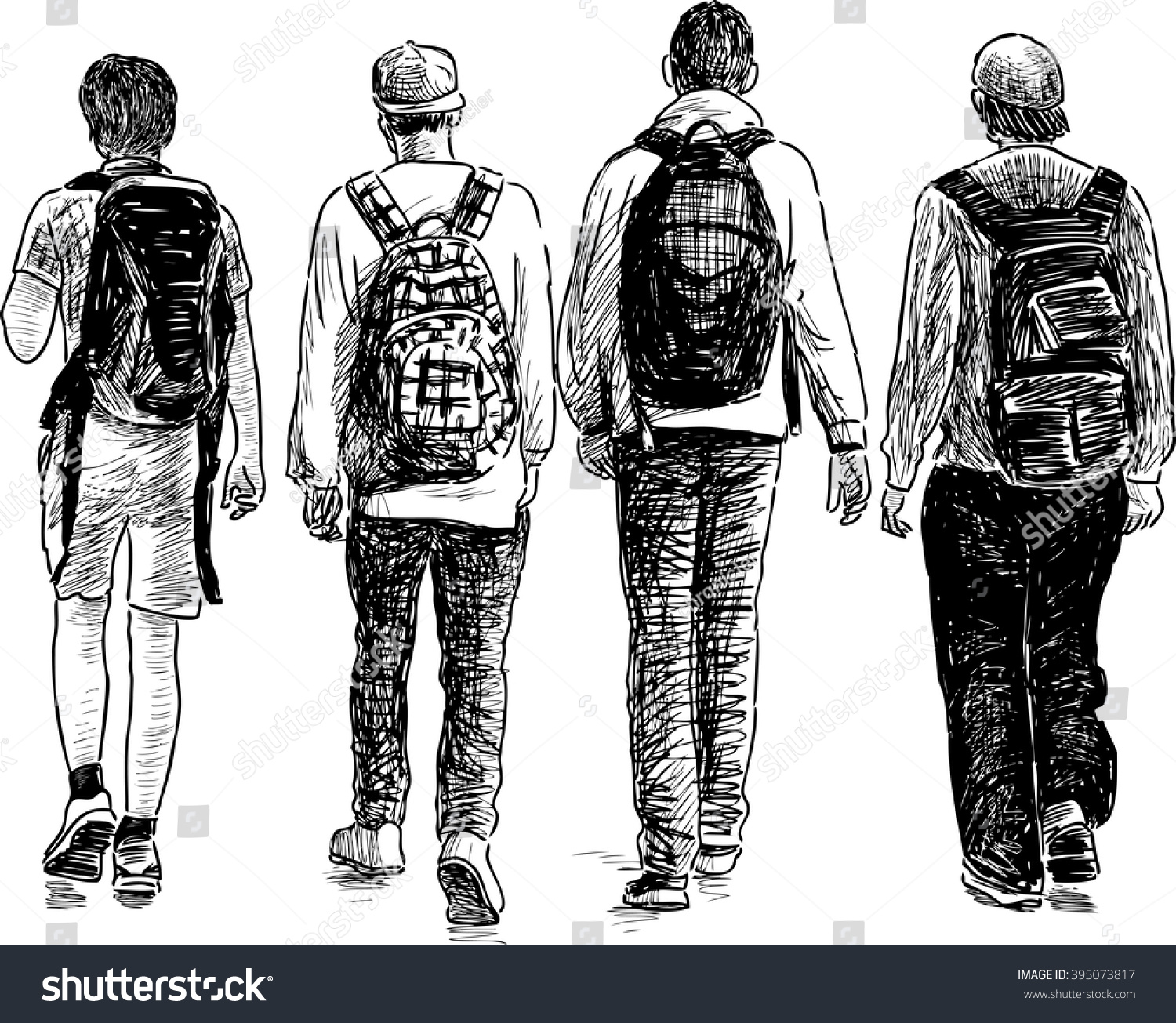 Schoolboys Walking Stock Vector (Royalty Free) 395073817 | Shutterstock