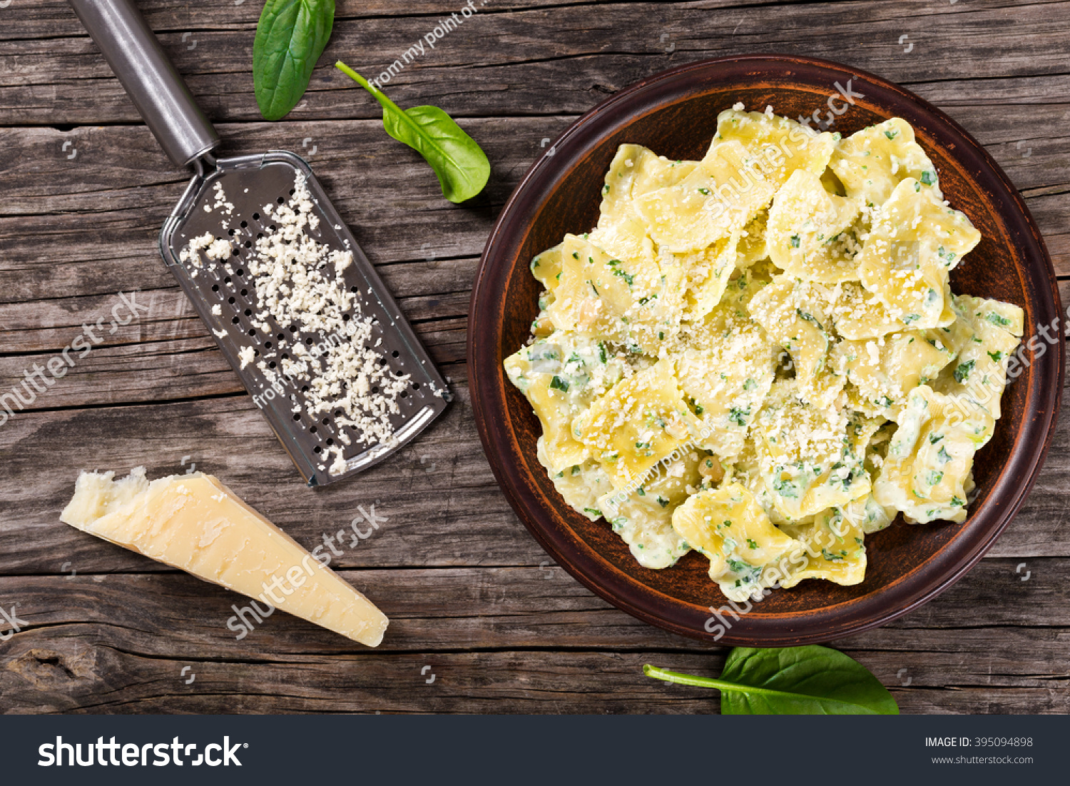 Italian Ravioli Filled Ricotta Cheese Spinach Stock Photo 395094898 ...