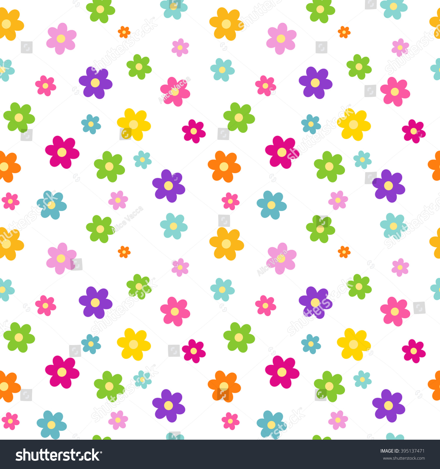 Colorful Rainbow Cartoon Daisy Flowers Seamless Stock Vector (Royalty ...