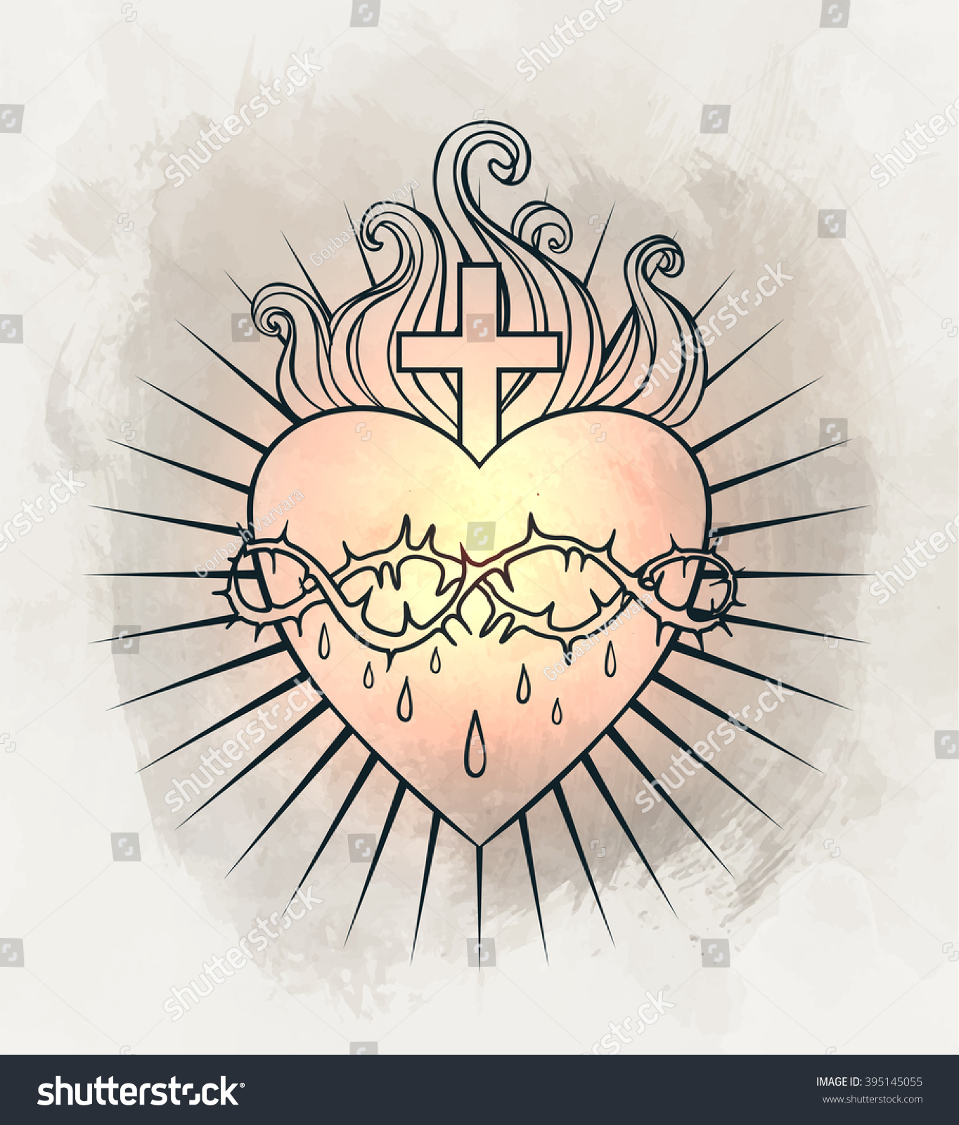 Sacred Heart Jesus Vector Illustration Over Stock Vector (royalty Free 