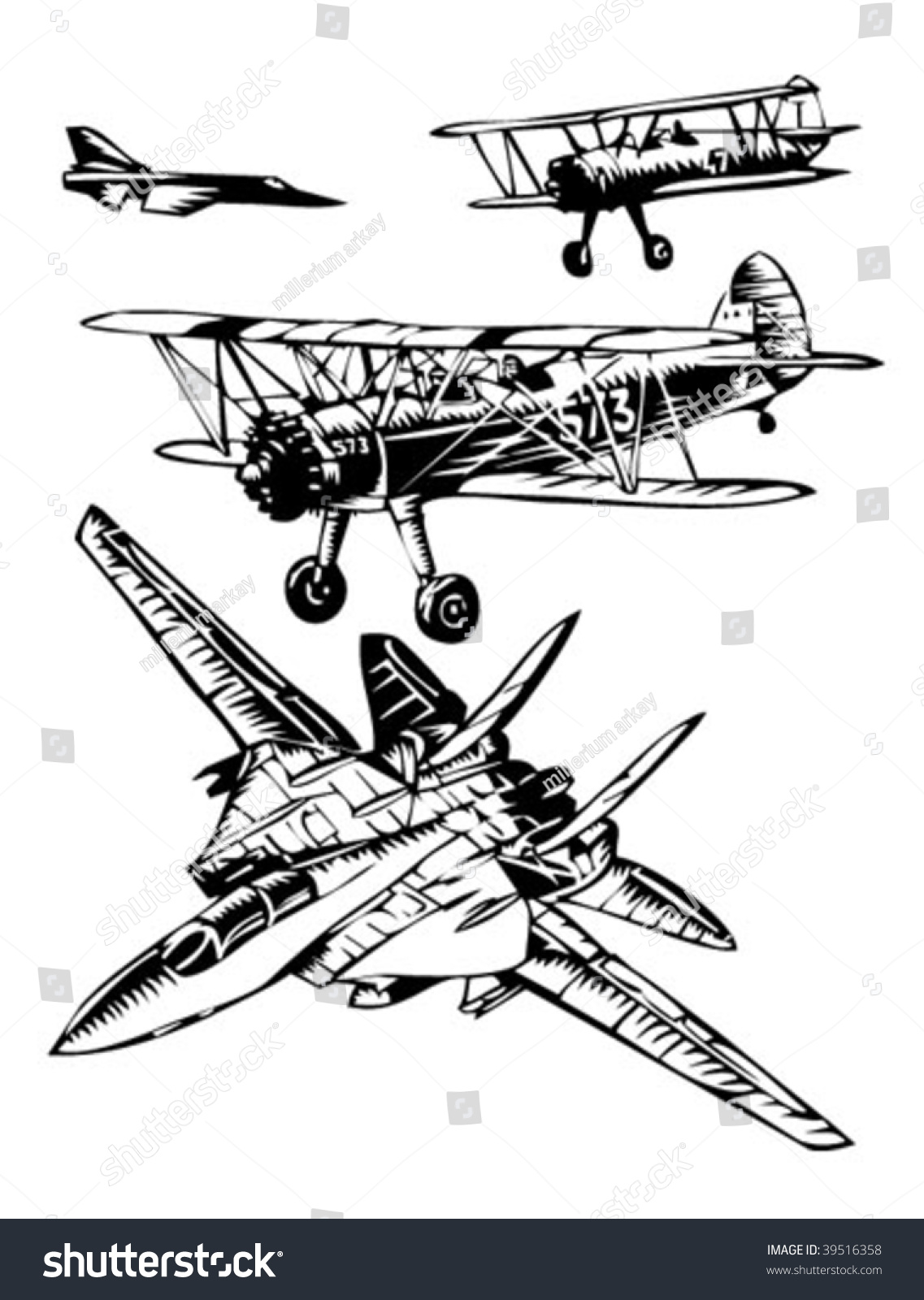 Warplanes Illustration Stock Vector (Royalty Free) 39516358 | Shutterstock