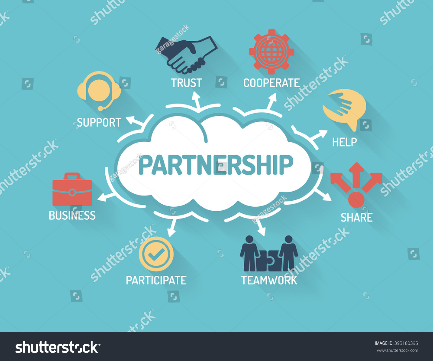 Partnership Chart Keywords Icons Flat Design Stock Vector (Royalty Free ...