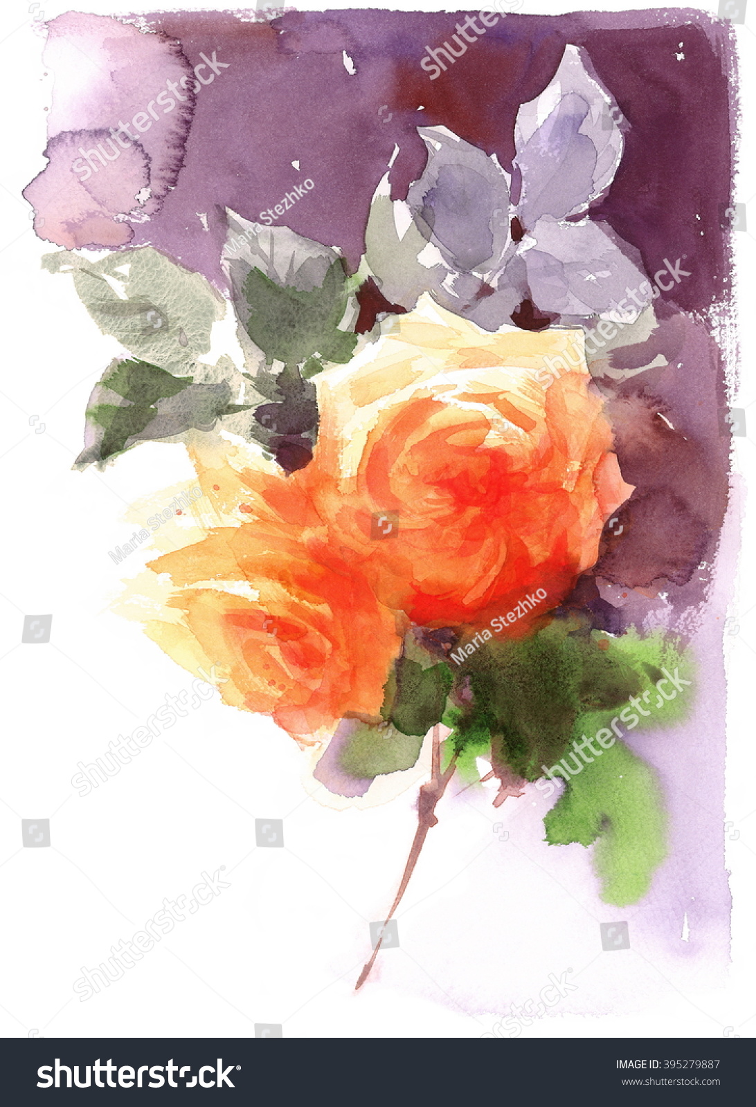 Watercolor Roses Flowers Floral Background Texture Stock Illustration ...