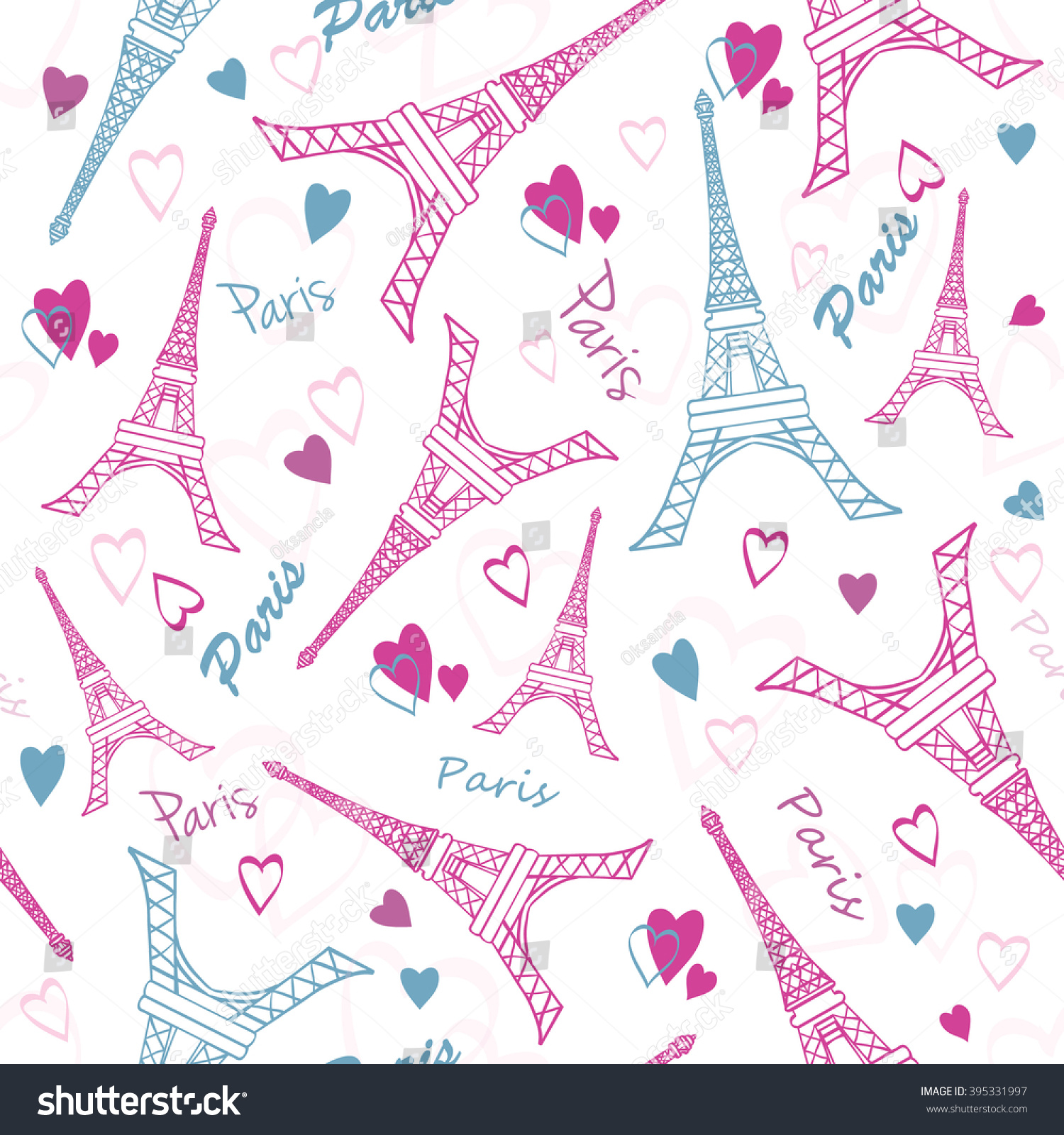 Vector Eiffel Tower Paris Love Pink Stock Vector (Royalty Free ...