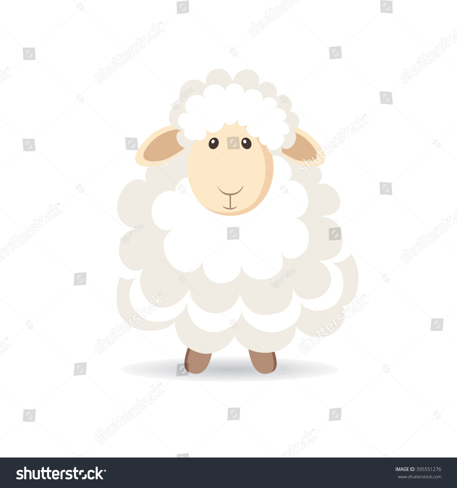 Cute Cartoon Sheep Vector Illustration Stock Vector Royalty Free