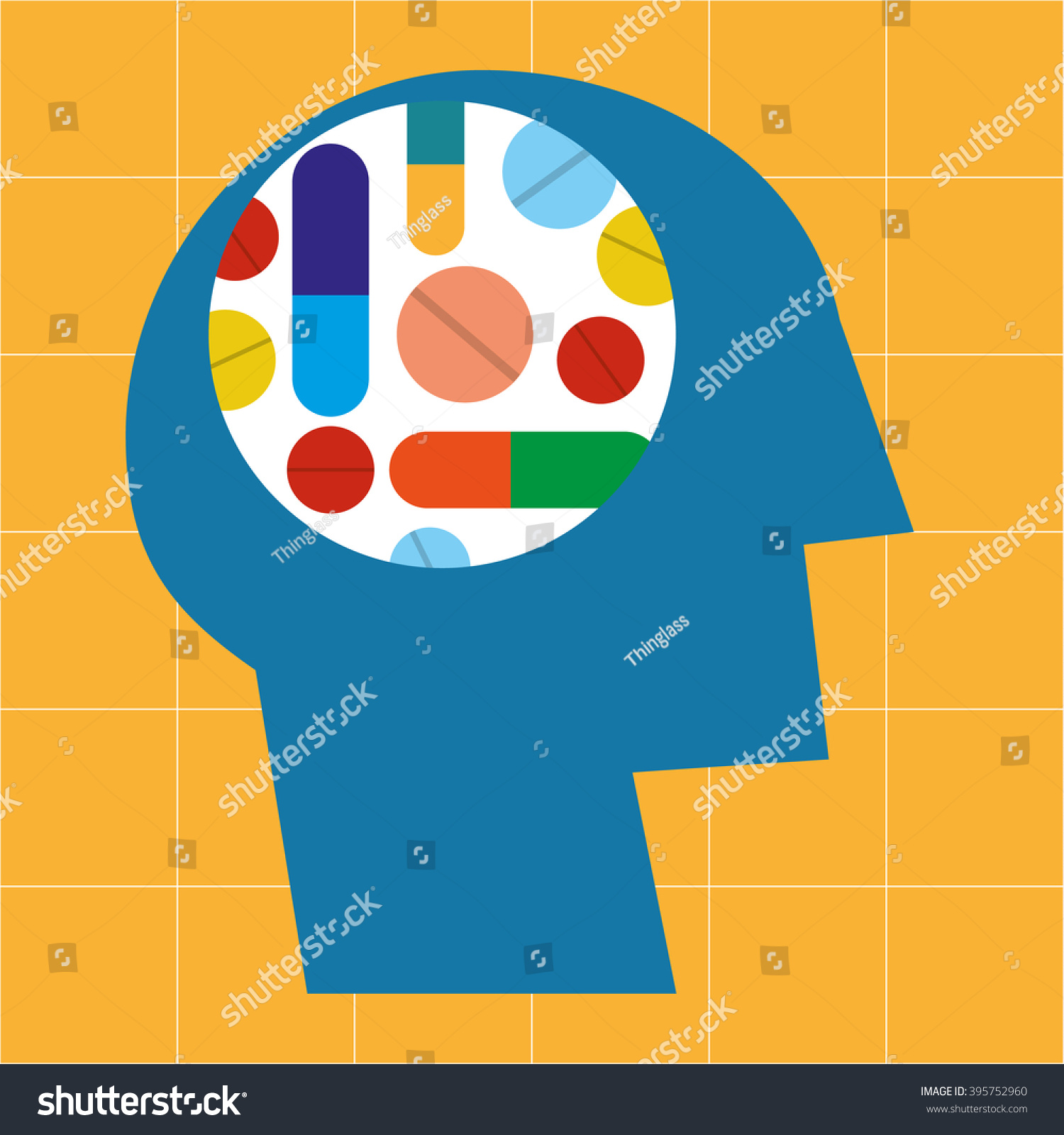 Stylized Human Head Profile Various Drugs Stock Vector (Royalty Free ...