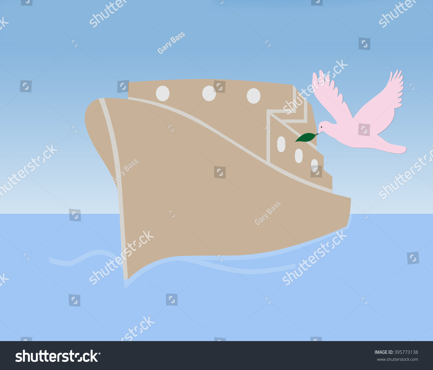 Noahs Ark Dove Green Leaf Illustration Stock Illustration 395773138