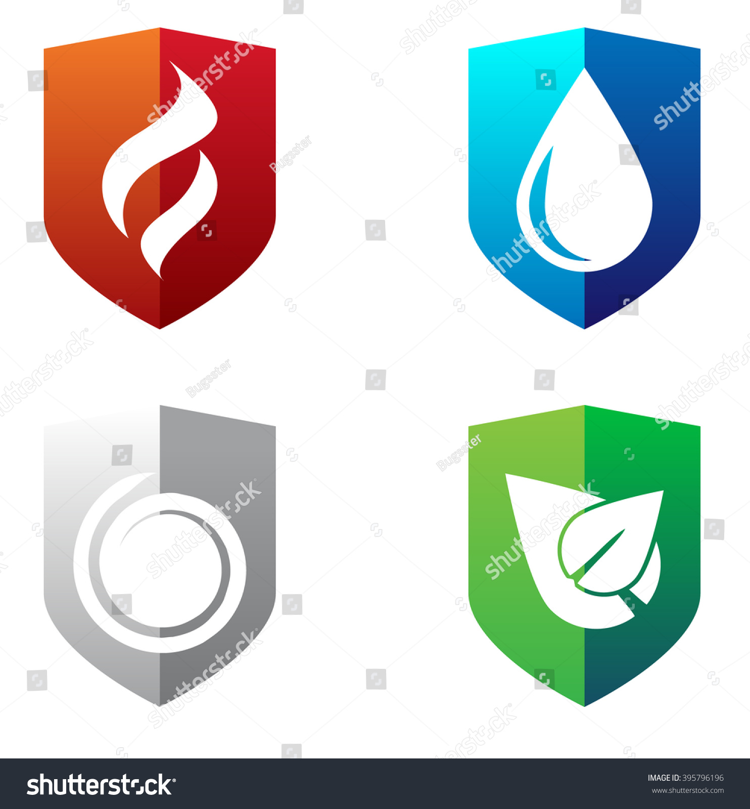 Vector Shield Set Elements Stock Vector (Royalty Free) 395796196