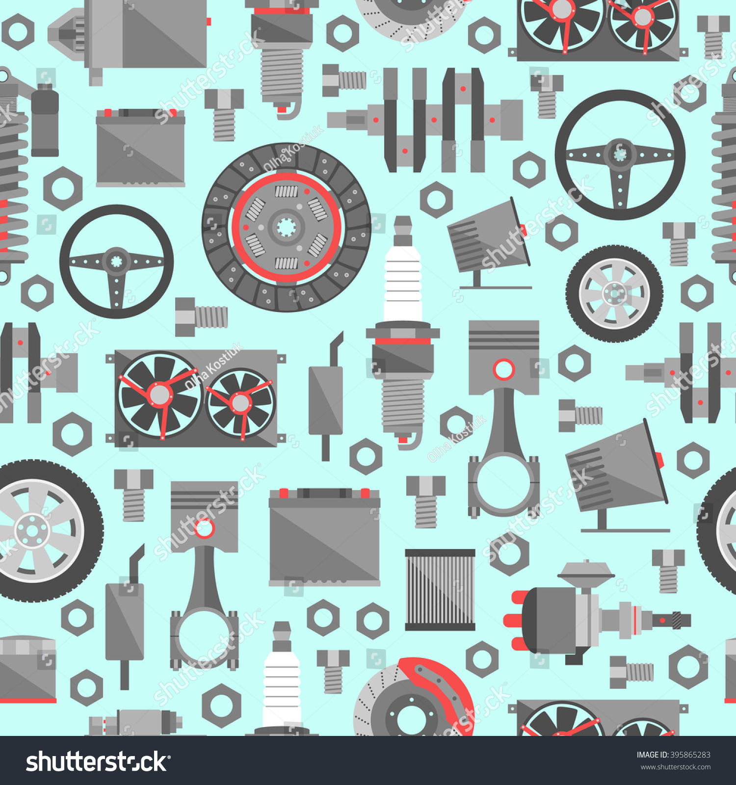 Auto Spare Parts Seamless Pattern Car Stock Vector (Royalty Free ...