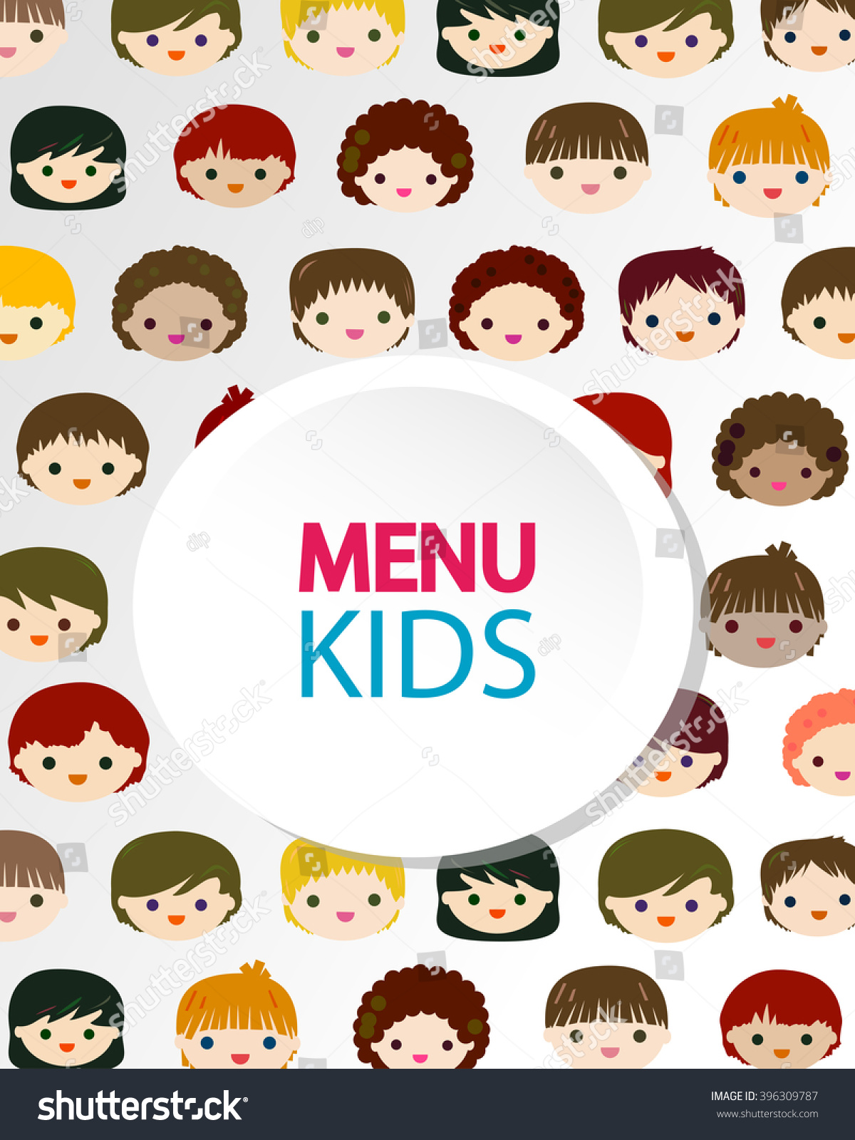 Kids Faces Menu Background Stock Vector (Royalty Free) 396309787 ...