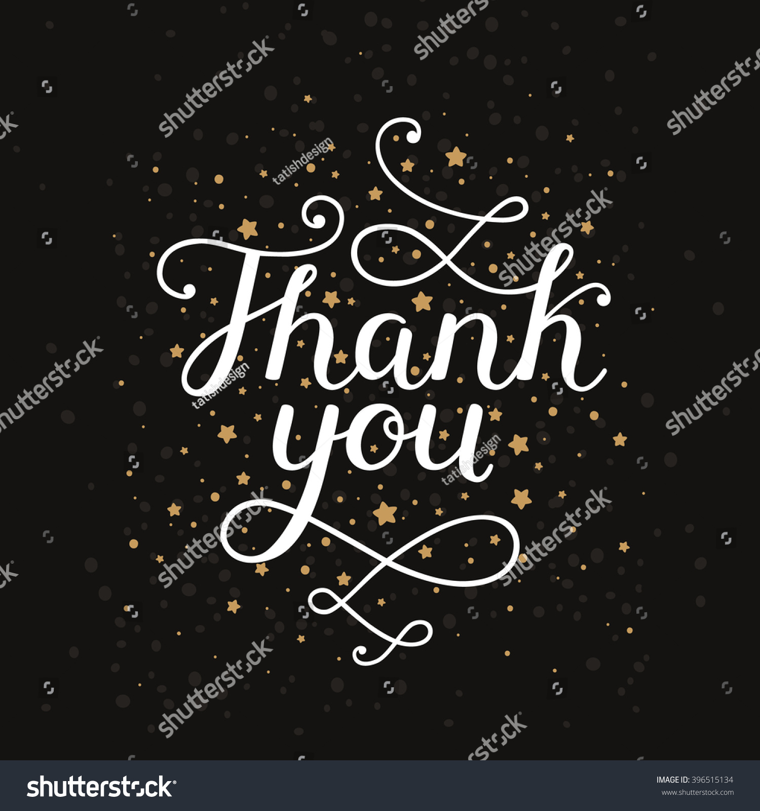 Thank You Card Shine Stars Typography Stock Illustration 396515134 ...