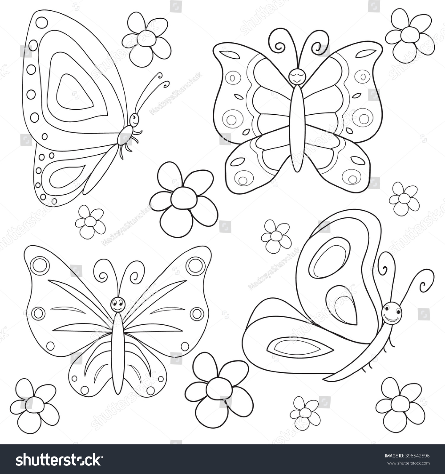 Vector Isolated Coloring Book Butterfly Stock Vector (Royalty Free ...