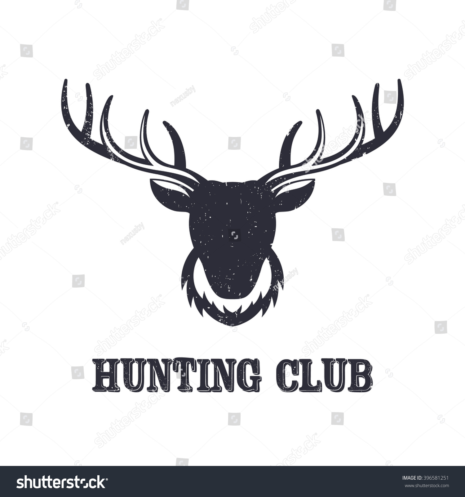 Deer Head Hunting Club Logo Element Stock Vector (Royalty Free ...