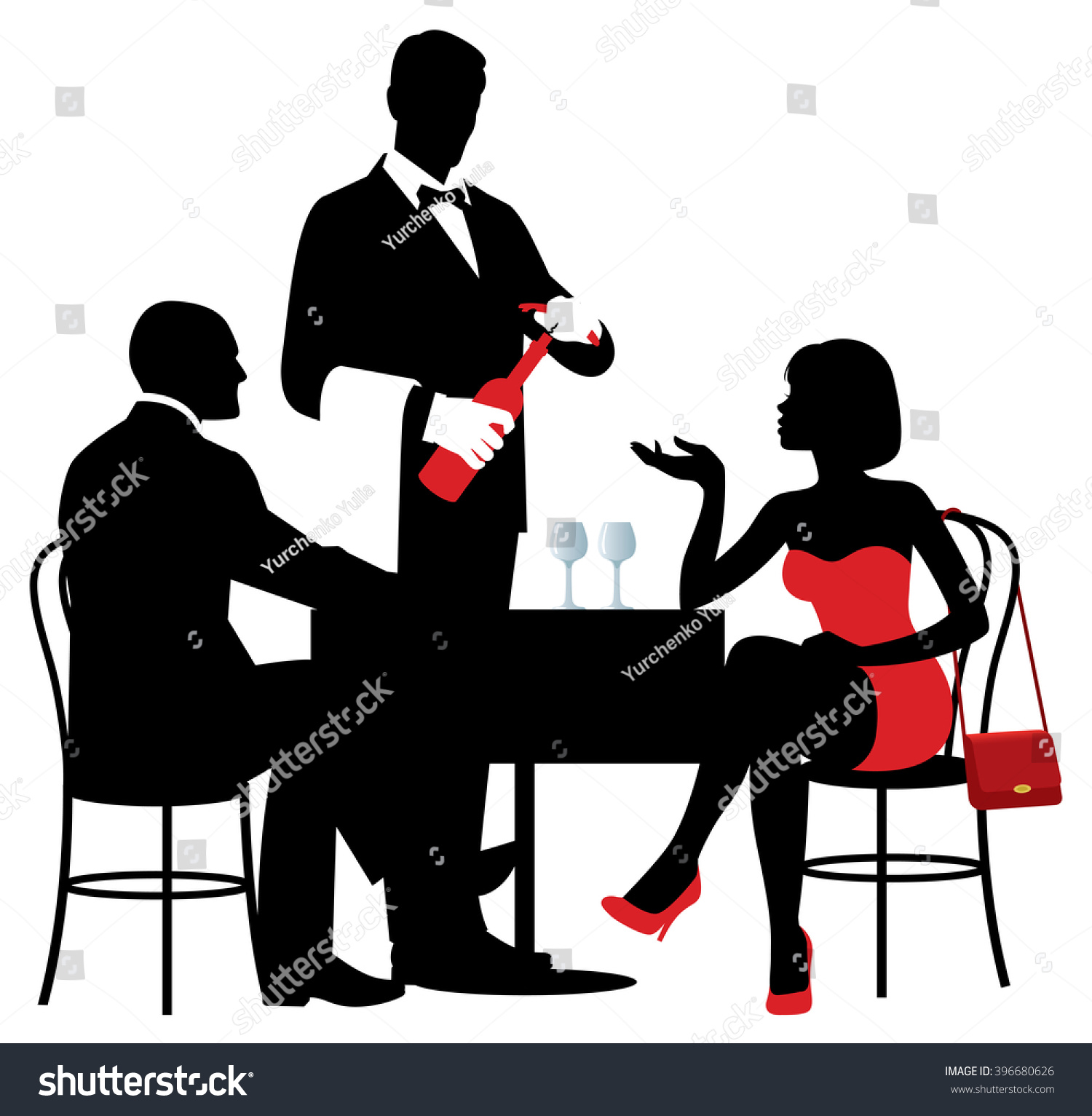 Vector Silhouettes People Sitting Table Restaurant Stock Vector Royalty Free 396680626 8816