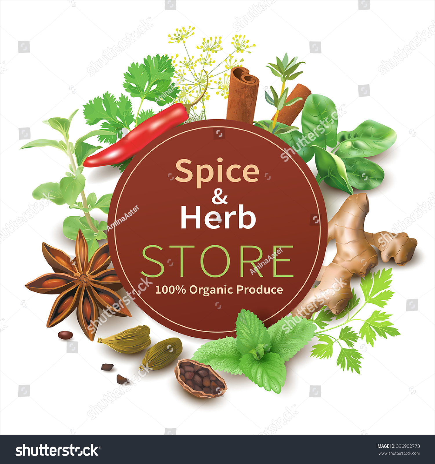 Spice Herb Store Background Vector Illustration Stock Vector (Royalty ...