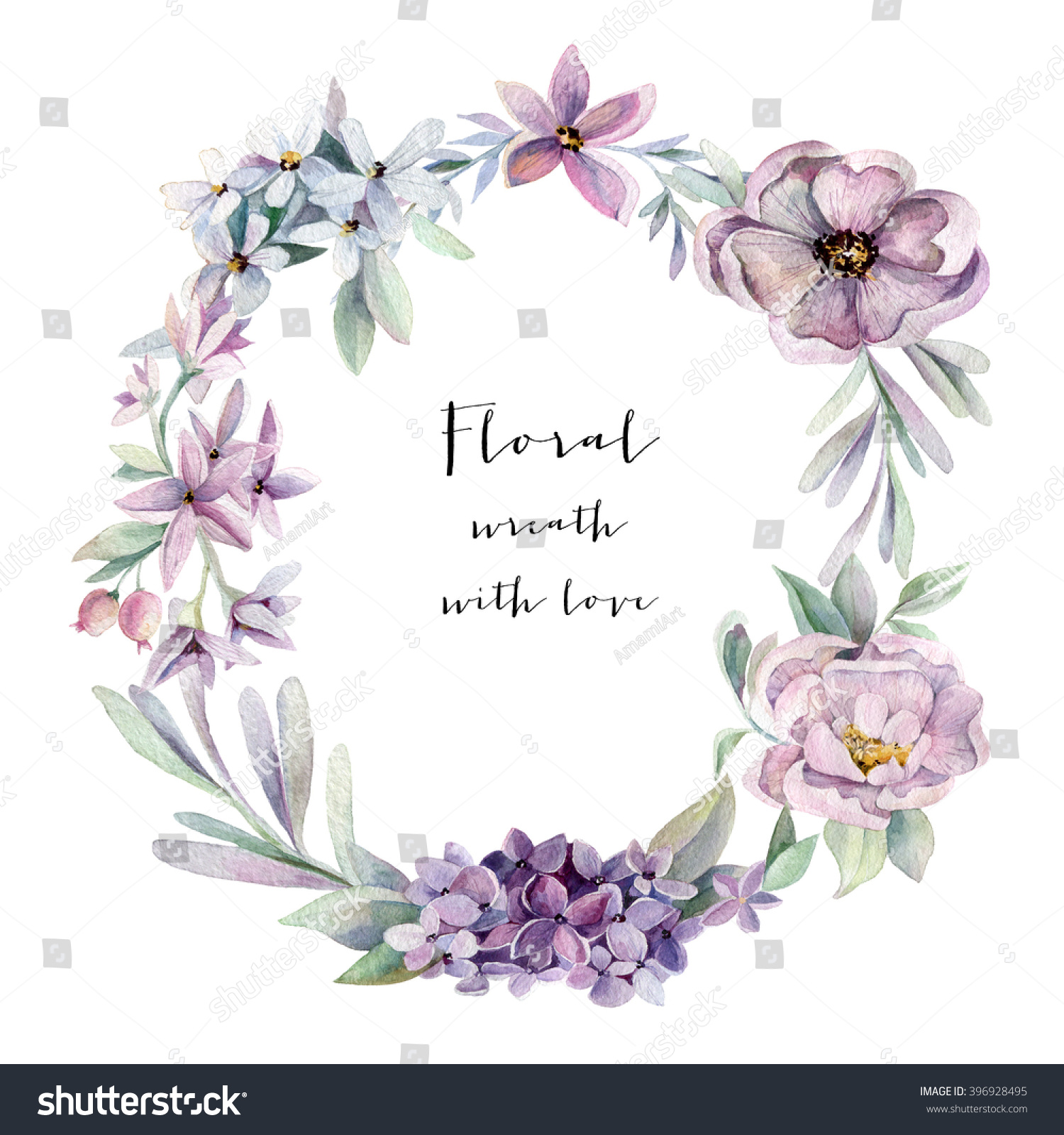 Watercolor Floral Wreath Stock Illustration 396928495 | Shutterstock