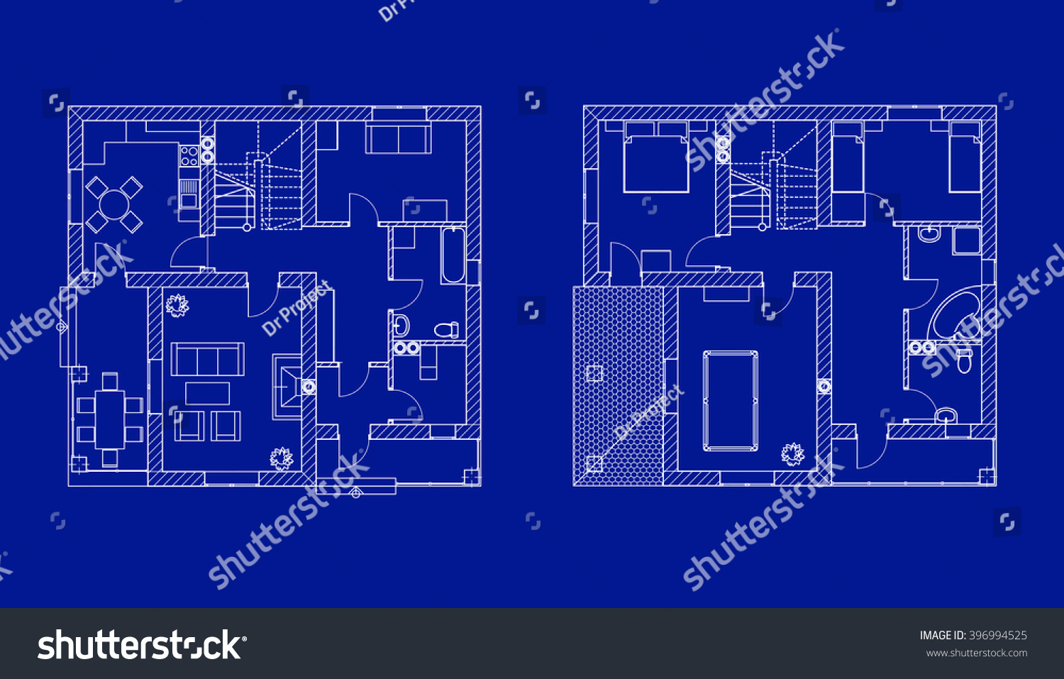 Blueprints Floor Plans Modern Apartment Vector Stock Vector (Royalty ...