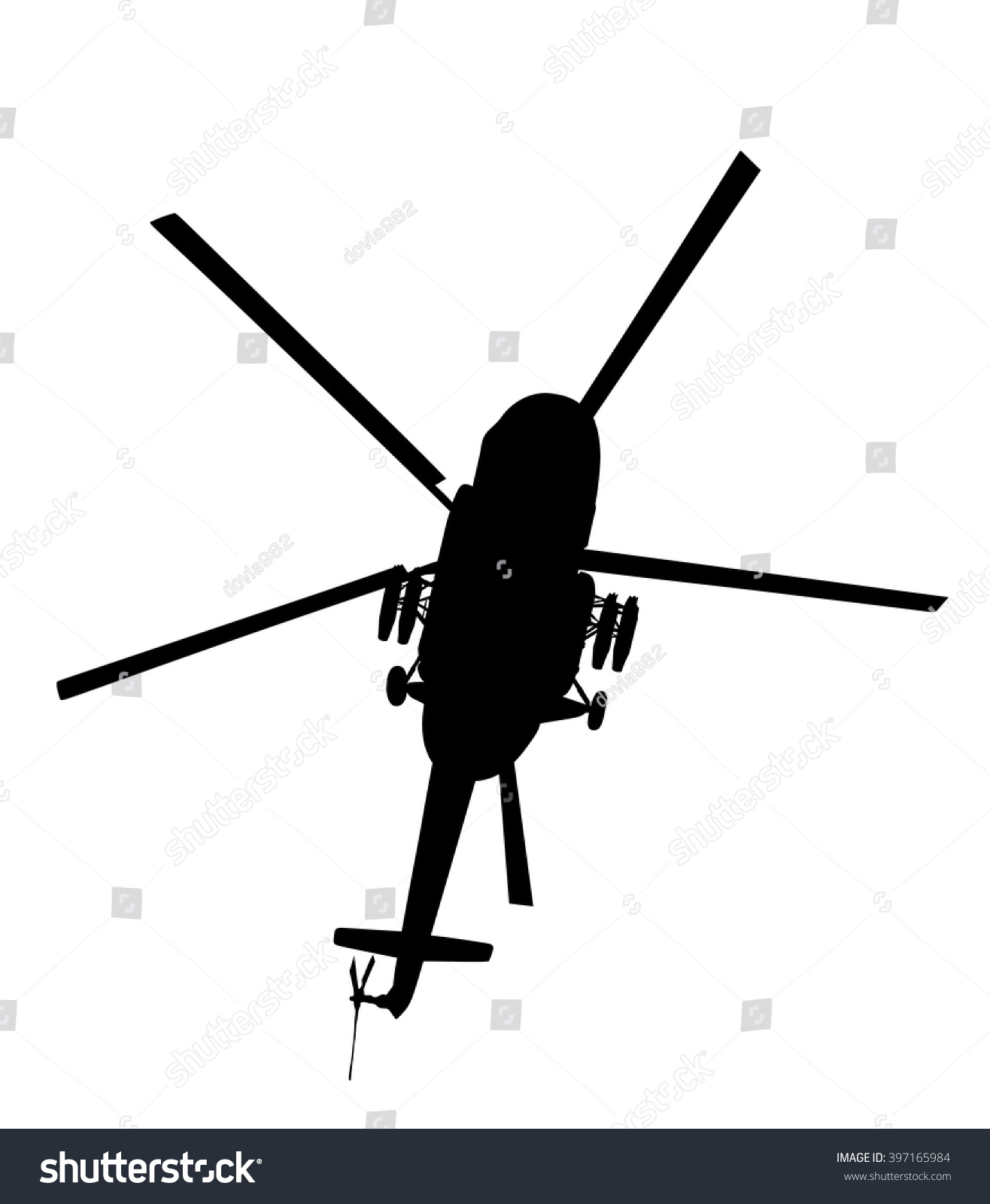 Silhouette Military Helicopter Vector Illustration Isolated Stock ...