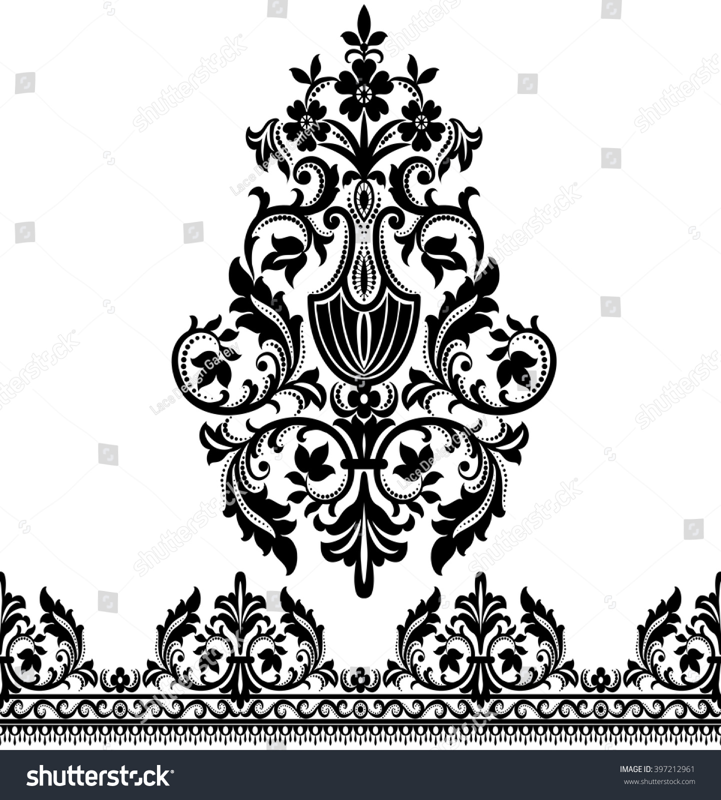 Illustration Black White Flower Ornament Stock Vector (Royalty Free ...