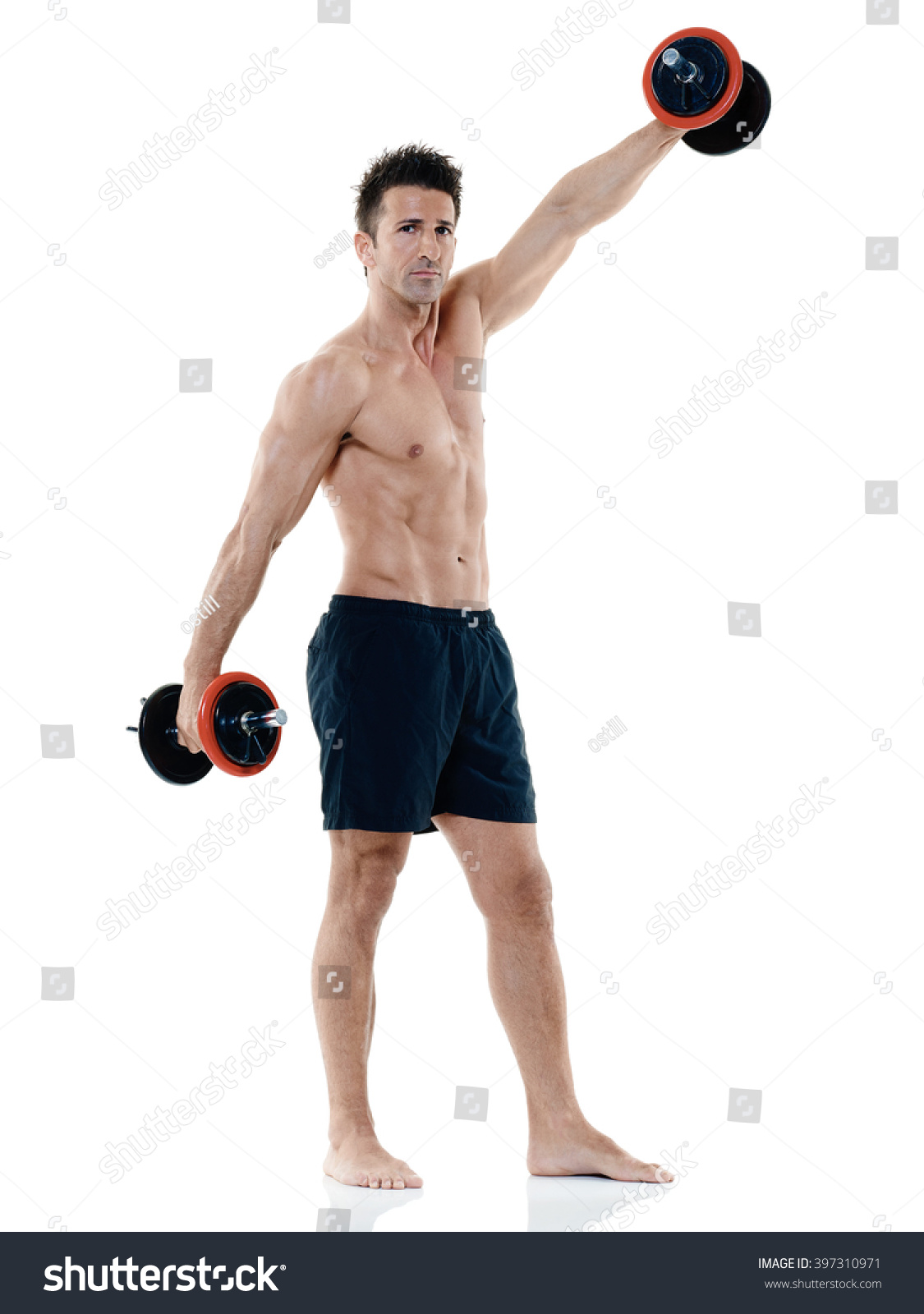 Man Weights Exercises Isolated Stock Photo 397310971 Shutterstock