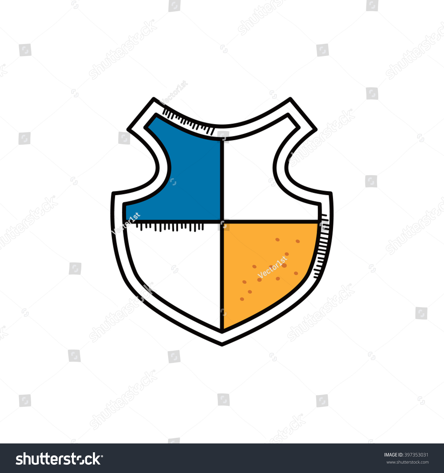 Cartoon Shield Doodle Hand Drawn Theme Stock Vector Royalty Free