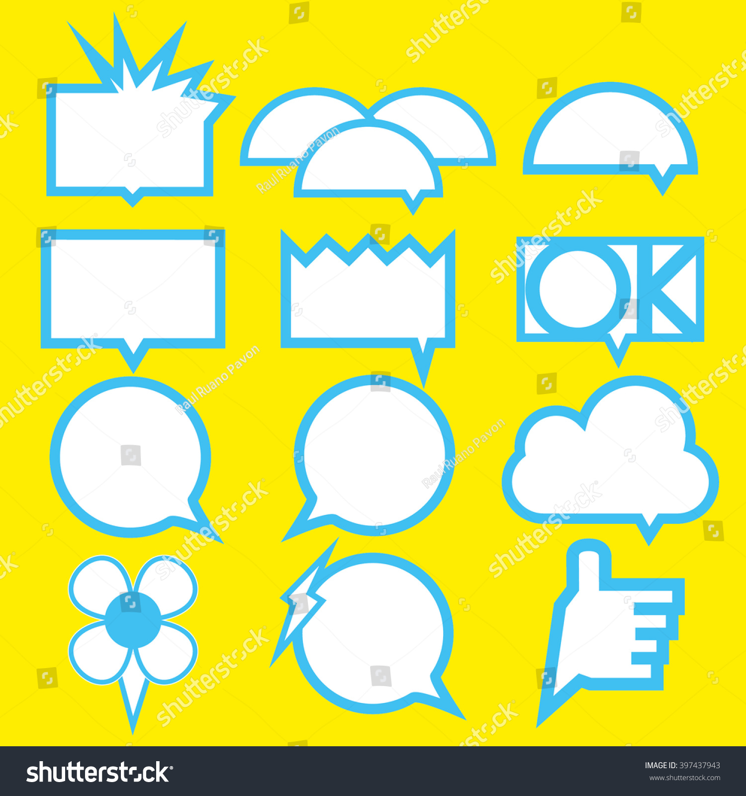 Blank Empty White Speech Bubbles Stock Vector Royalty Free 397437943 Shutterstock 3266