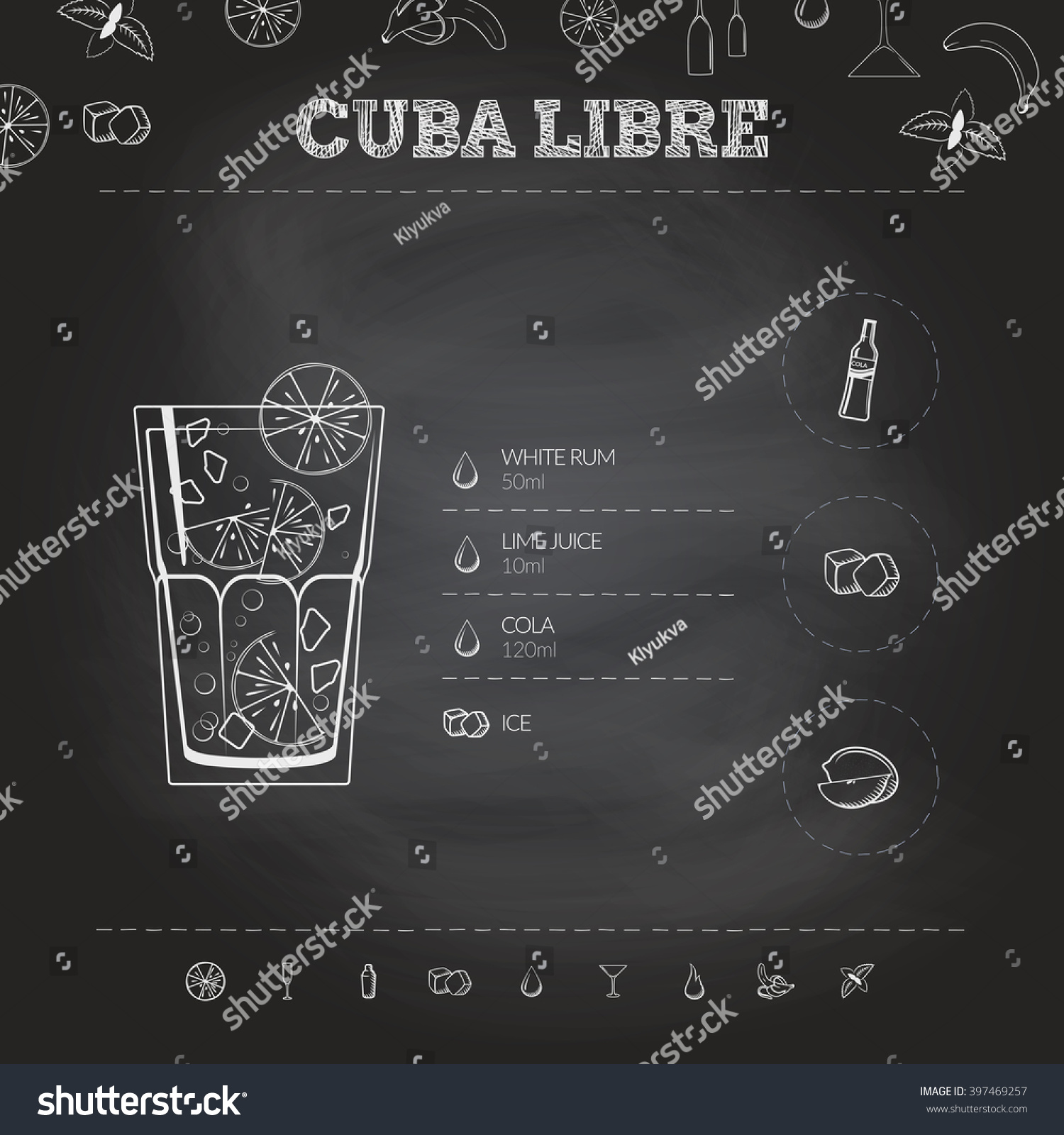 Cuba Libre Cocktail Infographic Set Vector Stock Vector (Royalty Free ...