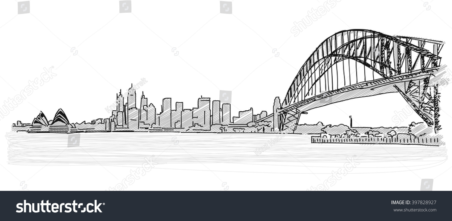 On Roofs Sydney Handdrawn Sketch Vector Stock Vector (Royalty Free ...