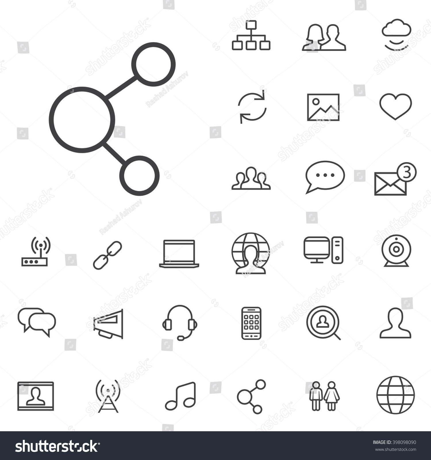 Linear Social Media Icons Set Universal Stock Vector Royalty Free 398098090 Shutterstock